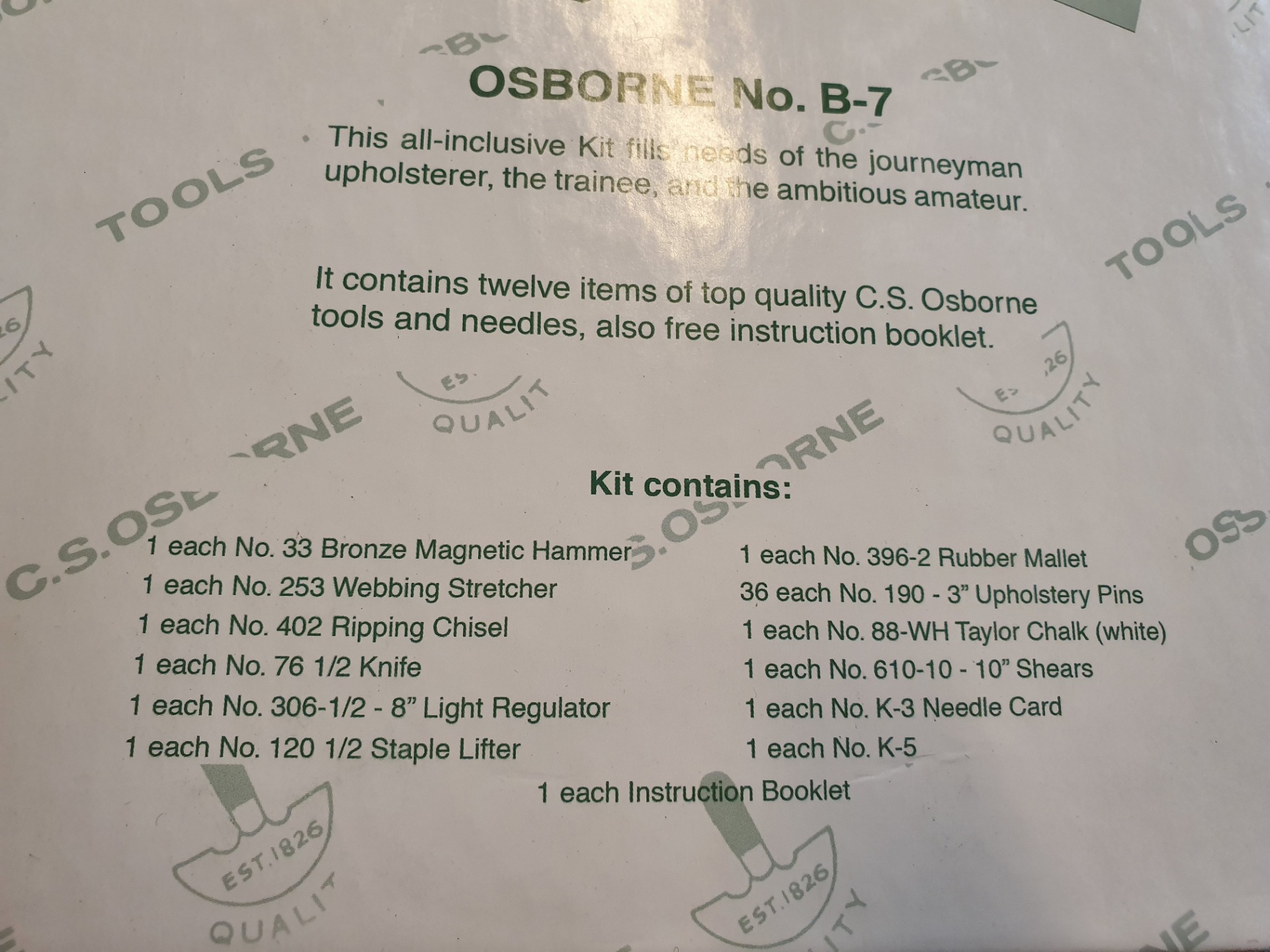 190-3 1/2 Osborne Upholstery needle