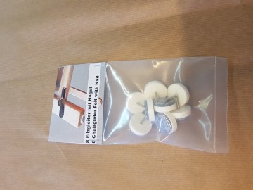 Glijnagel, vilt kleur wit 22mm voordeel set van 8