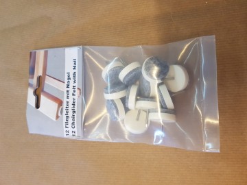 Glijnagel, vilt kleur wit 22mm voordeel set van 12