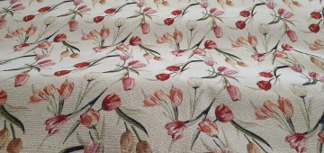 Meubelstof witte tulpen