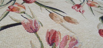 Meubelstof witte tulpen