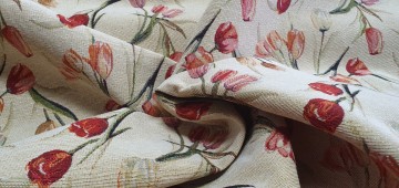 Meubelstof witte tulpen