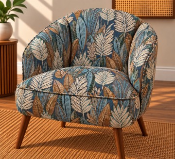 Meubelstof blue leaves stoel